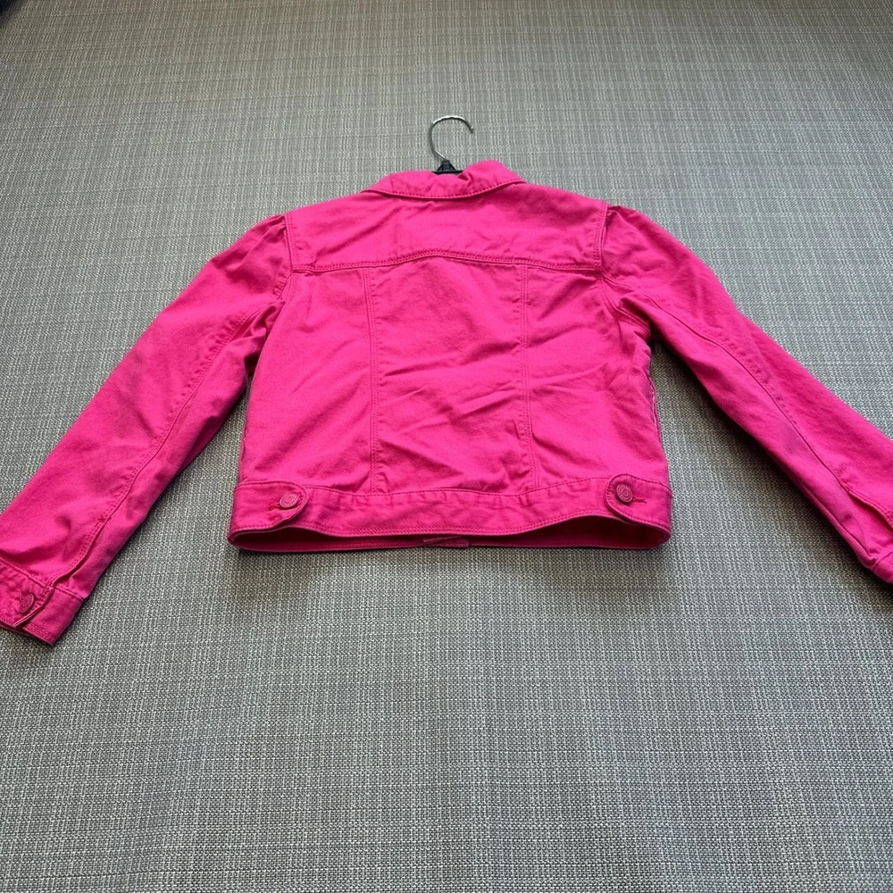 Gymboree Pink Denim Jean Jacket Size M 7-8‎ Puff Sleeve Cute